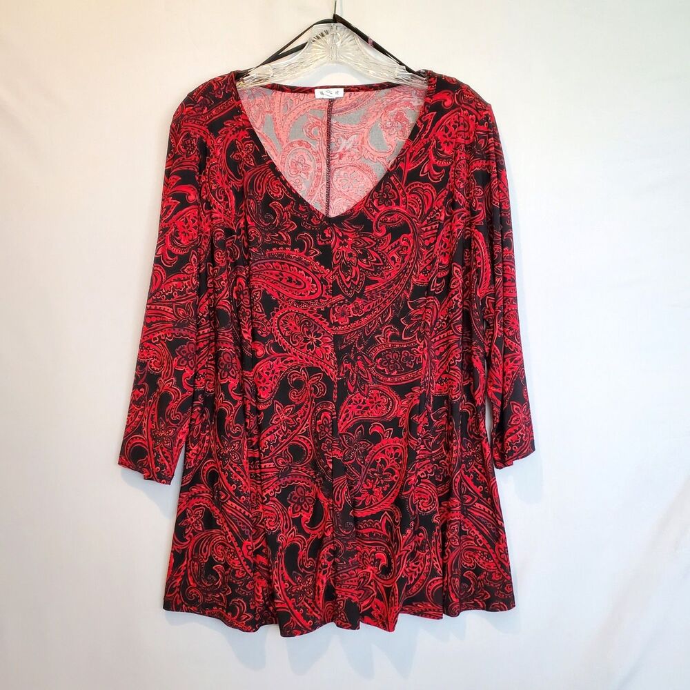 Westport Women Top 2X Blouse Stretch Paisley Peplum Professional Office Career